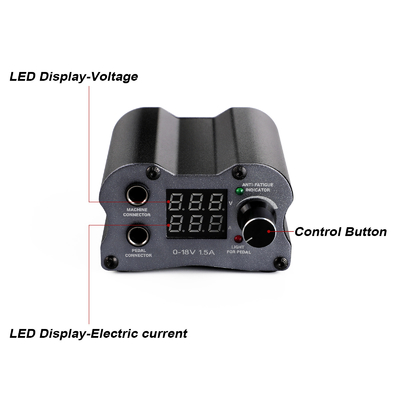 Aluminiowy cyfrowy zasilacz tatuażu P189 Bateria długopisu tatuażowego LED Display Czarny